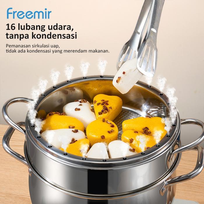 [Crehom] Freemir Panci Kukus Nasi 20 Menit Kukusan 2 Susun Stainless Masak Bolu Lebih Cepat Dandang