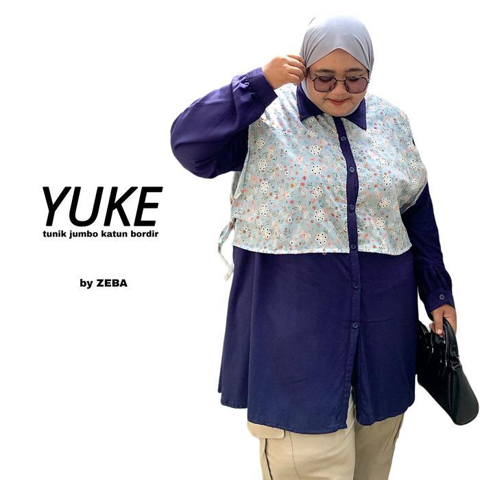 Zeba Yuke Tunik Katun Bordir Bolong Jumbo LD120 - LD160 Adem Busui Muat BB 70 - 160 kg Atasan Wanita