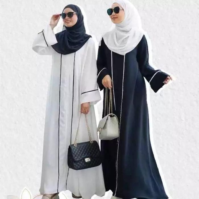 fatimah abaya baju abaya hitam polos casual gamis saudi basic bahan jetblack busana muslim wanita