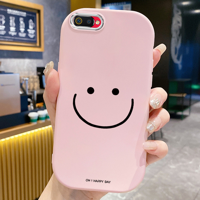 Casing Hp Untuk Realme C2 C2s OPPO A1k Case Casing Senyum kematian pola Kesing HP Cesing bulat gemuk