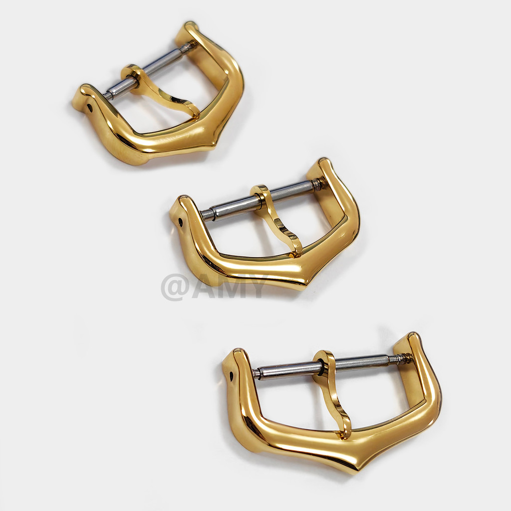 Stainless Steel Buckle 16mm with Engraving Pin Buckles for Cartier Watch Strap Clasp golden Watch