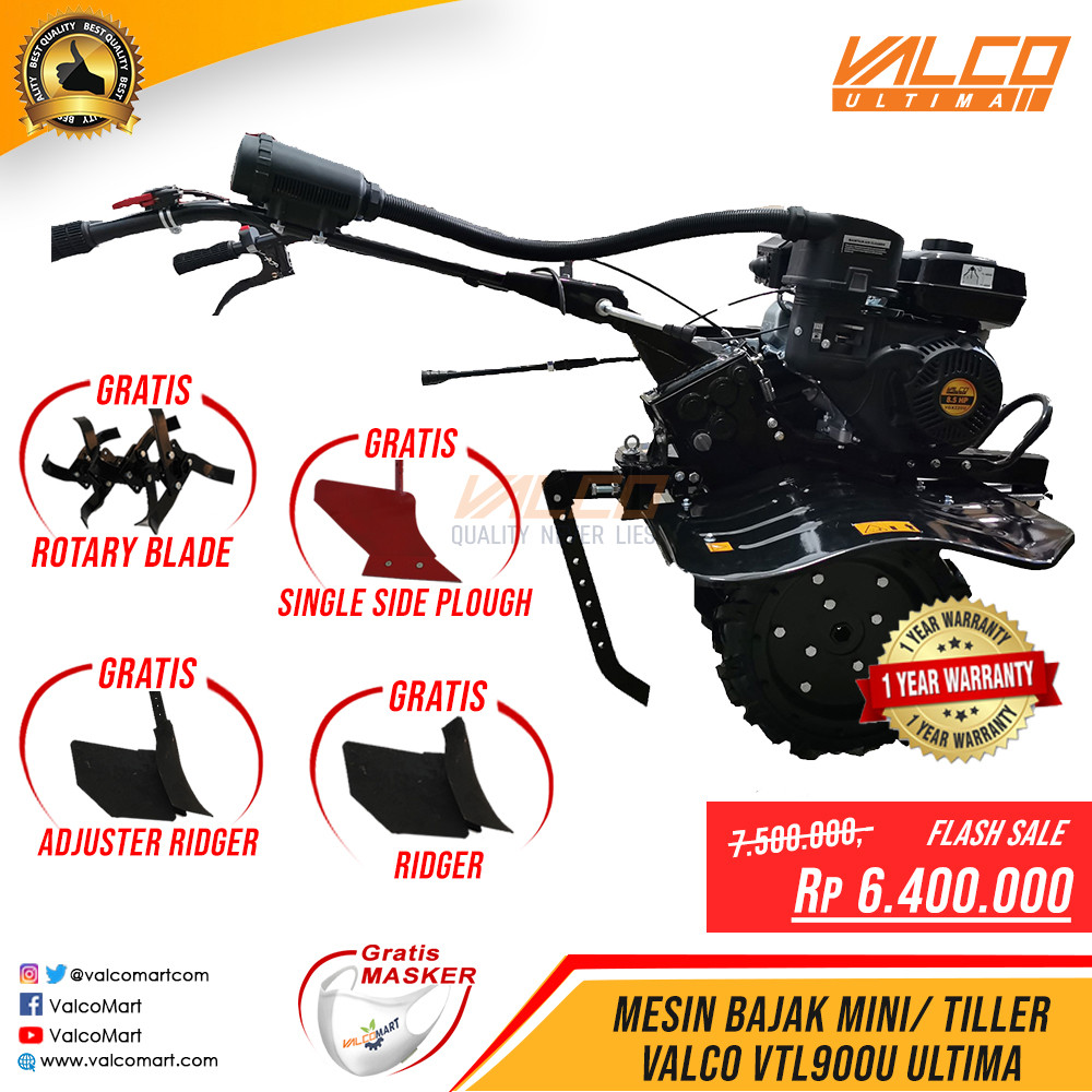 promo VALCO ULTIMA Traktor Mini Bensin VTL900U Tiller Cultivator Mesin Bajak Sawah