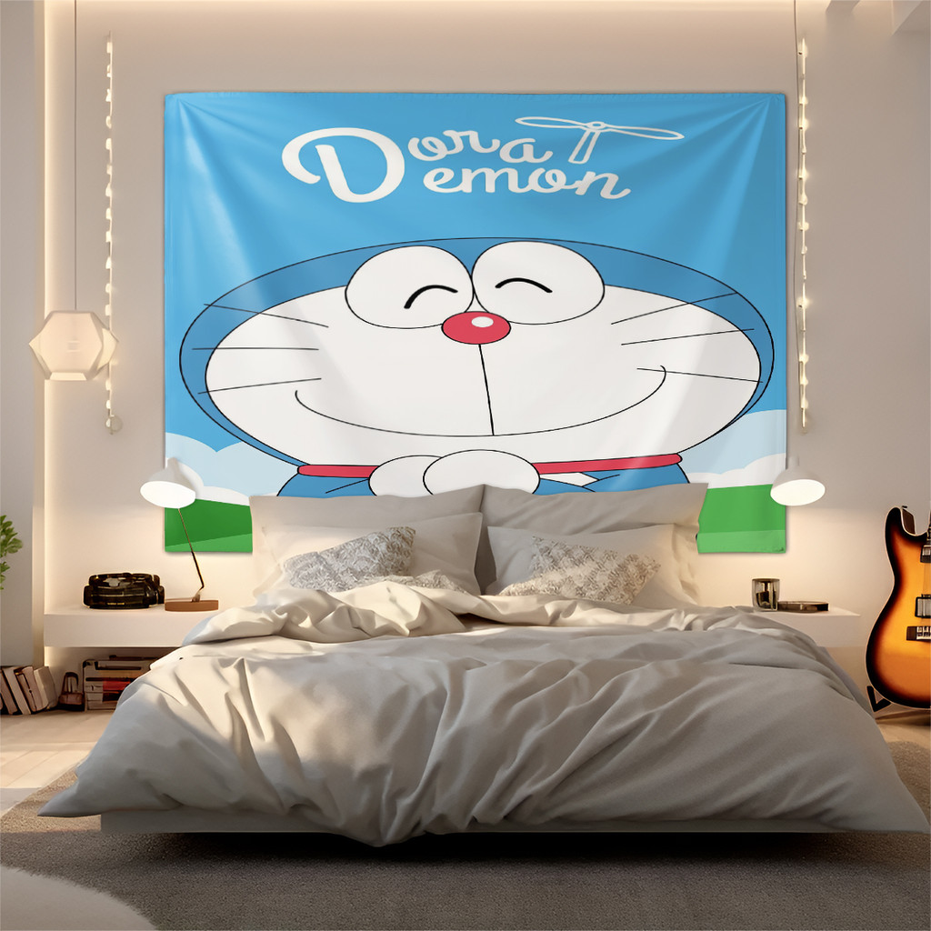 Cute Anime D-Doraemon Pattern Tapestry Soft Polyester Wall Hanging for Fans Gift Anime Tapestry for