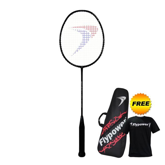 Flypower Smash Geledek Raket Badminton - Black Free Tas 2R & Kaos