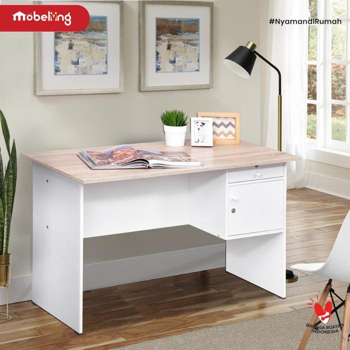 Meja Belajar Putih Sonoma Minimalis