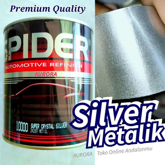 Silver Metalik SPIDER Super Crystal Silver 200cc Sepider Laba Laba Cet Mobil dan Motor Kualitas