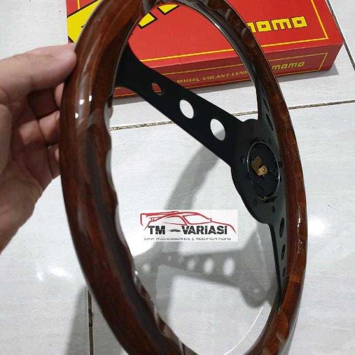 Import Stir Racing MOMO INDY Kayu Wood Glossy 14 Inchi PREMIUM