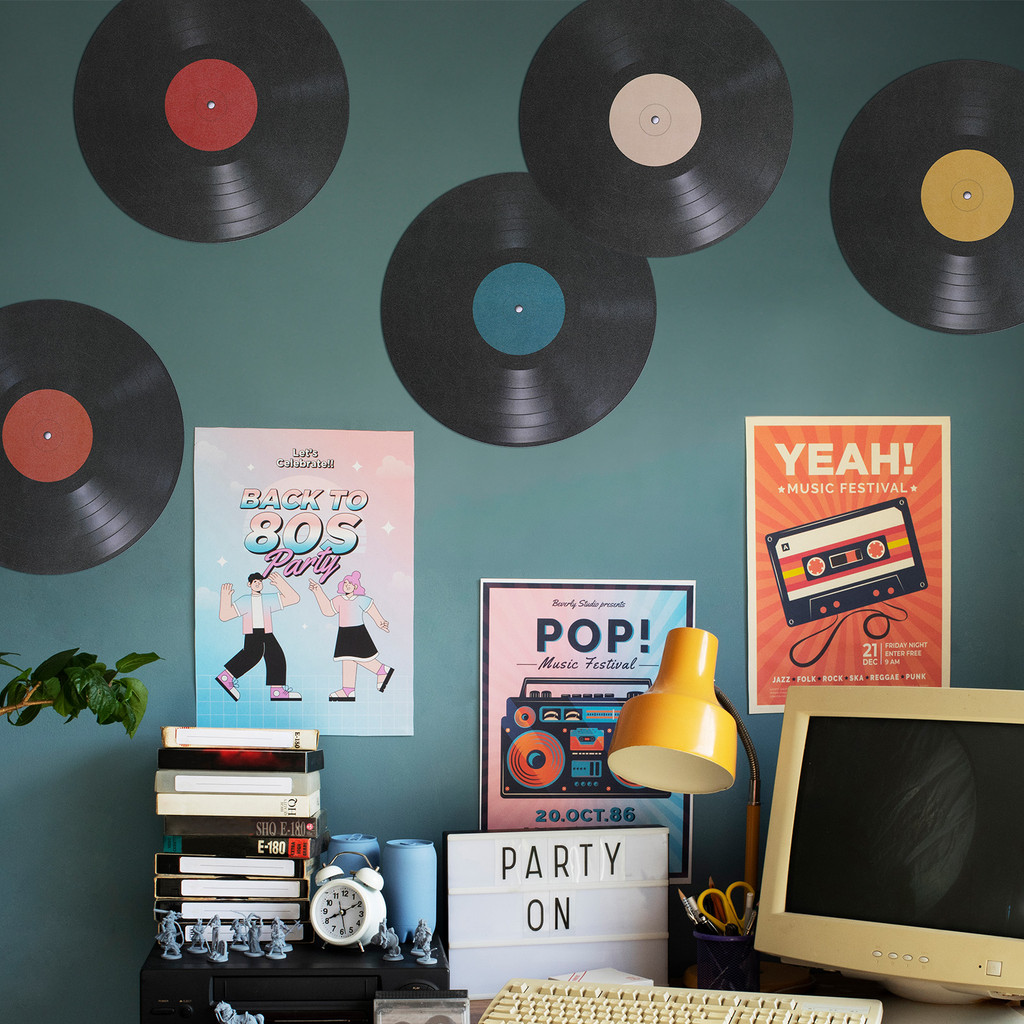 8Pcs Vinyl Record Wall Stickers adorns Music Artistic Vinyl Record Decals Vinyl Record Wall