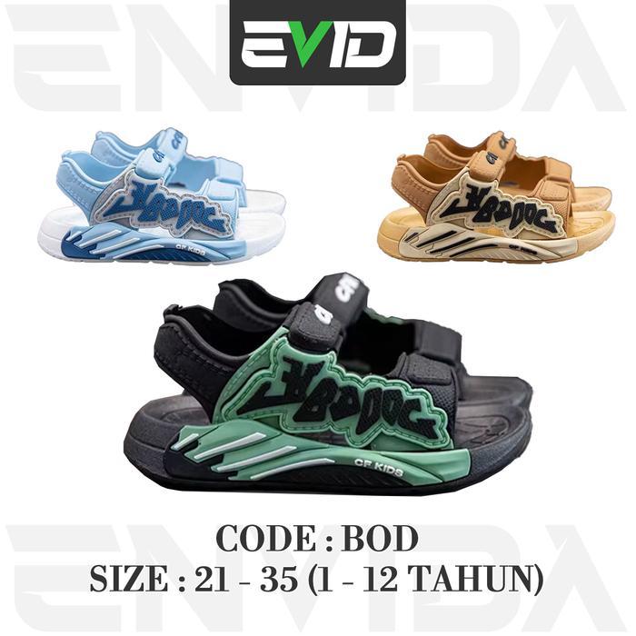 Homyped - EVID - Sandal Anak Cowok Laki Laki Model Sandal Gunung Perekat Velkro Bahan PVC Warna Biru
