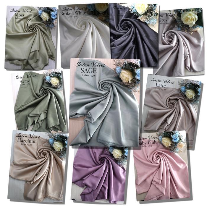 "New" [harga per setengah meter]kain bahan satin velvet premium// kain satin Jilbab