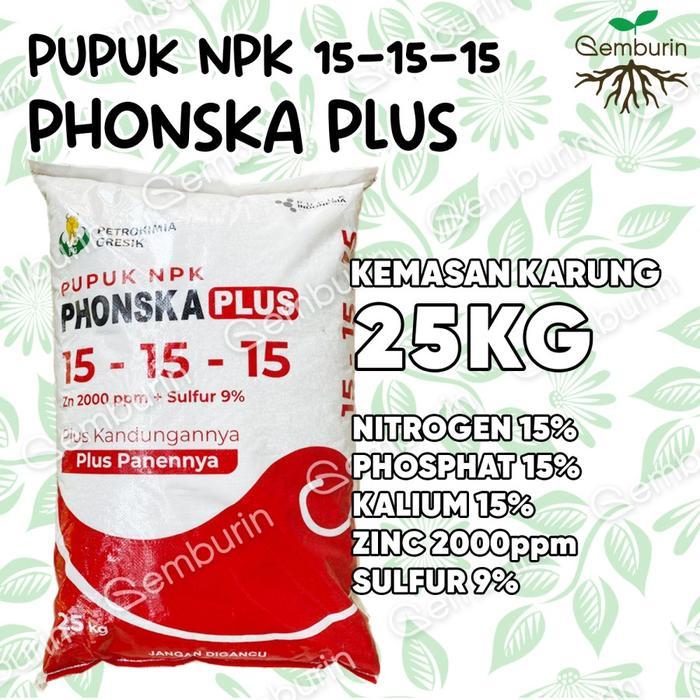 [INSTAN] Pupuk NPK Phonska Plus 15 15 15 Karung 25Kg Merah Granul Putih Petrokimia Gresik Original