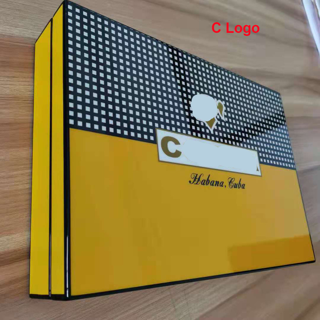 Kotak Cerutu Mewah Kotak Kemasan Kabinet Kayu Cedar Lukisan Piano Kotak Cerutu Portabel dengan Higro
