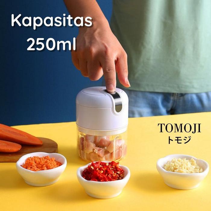 TOMOJI PORTABLE FOOD CHOPPER - FOOD PROCESSOR MINI 250ML BPA FREE ABS & STAINLESS STEEL 304 MUDAH