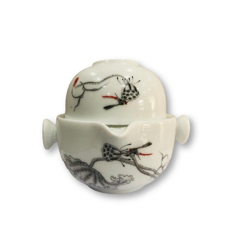 TEA SET YAN CHA CLASSIC PORCELAIN 1 TEKO + 1 CANGKIR TEKO CANGKIR TEH