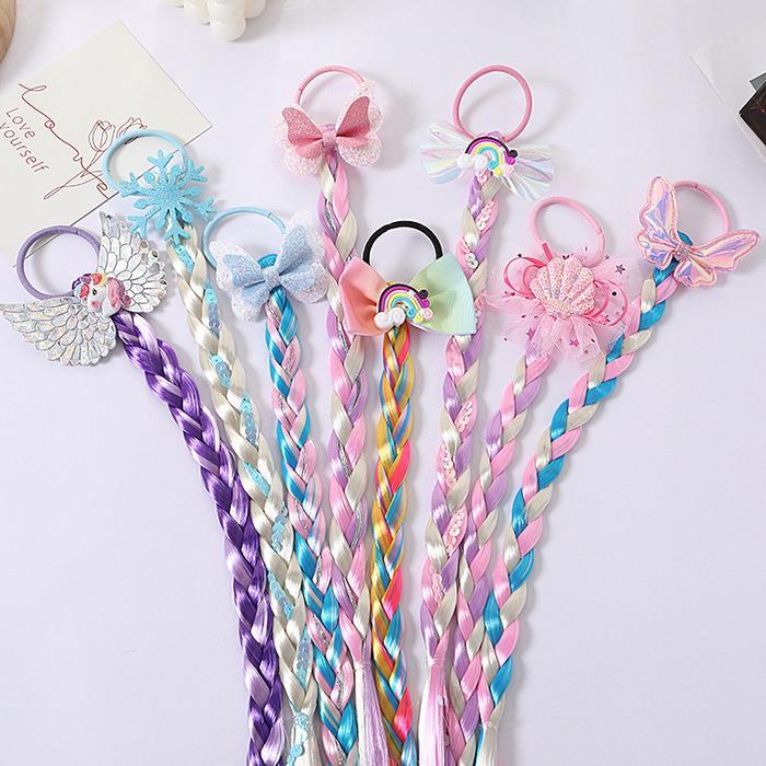TI - IKAT RAMBUT UNICORN MODEL WIG PALSU WARNA-WARNI ANAK PEREMPUAN KOREA / IKAT RAMBUT PALSU MOTIF