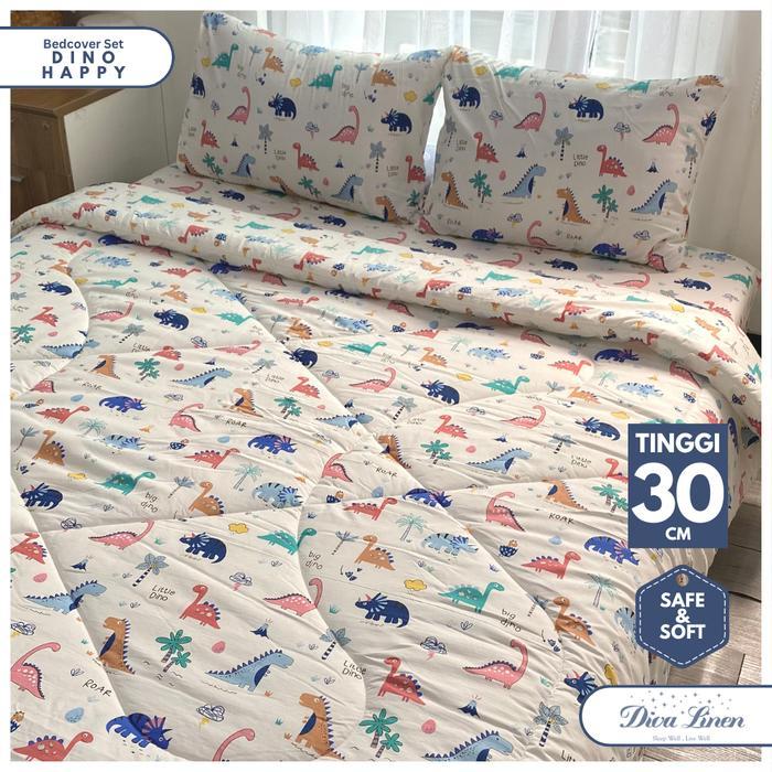 Diva Linen Selimut Bed Cover Ukuran Double & Single - Motif Anak Dino Happy