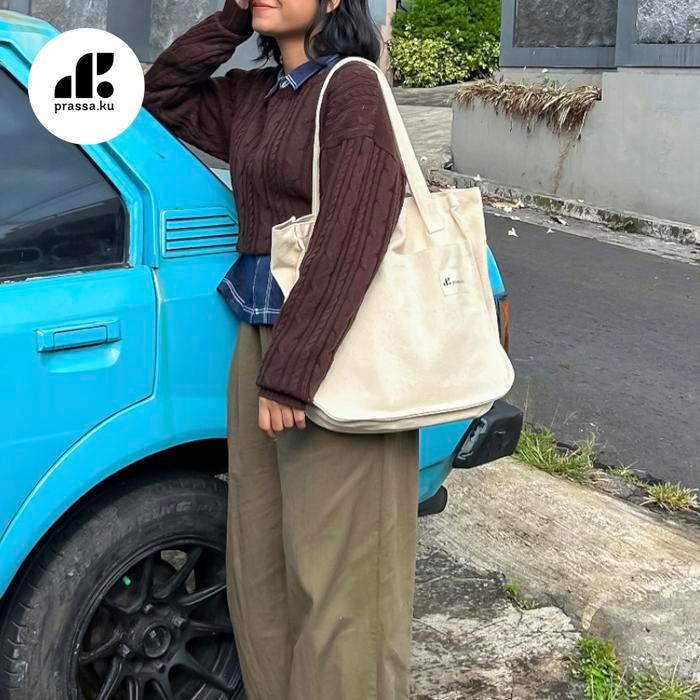 Prassa.ku Riku Bag Zipper Oversized Totebag Pria Wanita Aesthetic