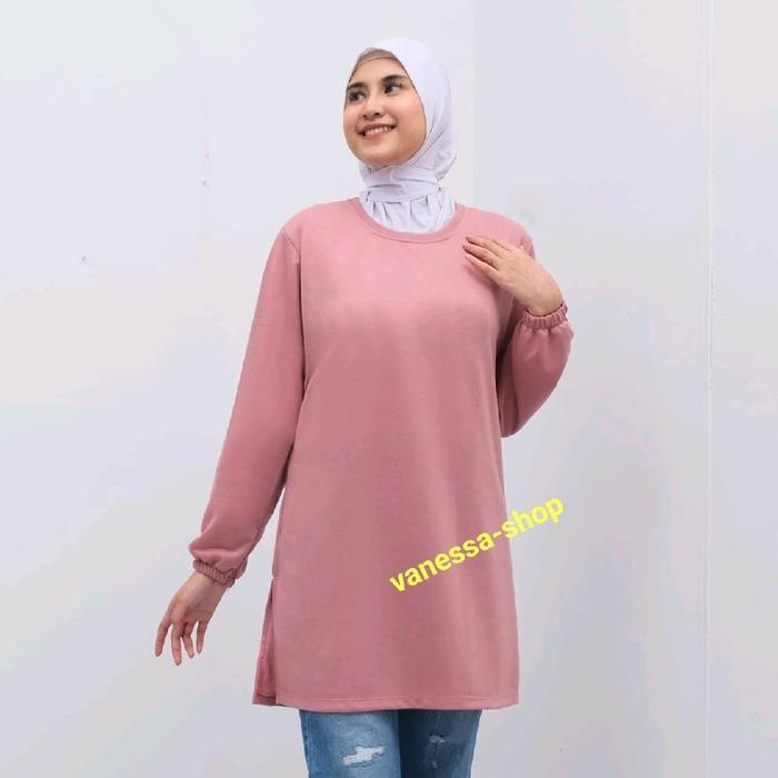 "New" kaos tunic wanita lengan panjang Polos Tunik Dewasa Cantik