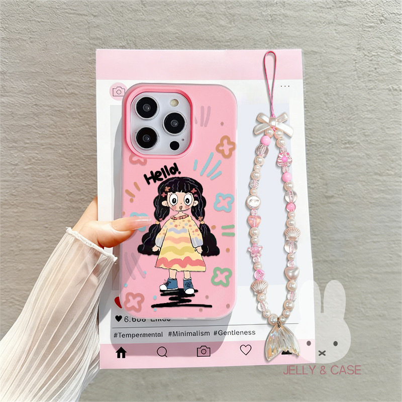 Tali Gantungan Jelly 2 In 1 Gadis Bercahaya Casing Iphone 16 Pro Max 17 Pro Max 15 Pro 14 13 12 Pro 