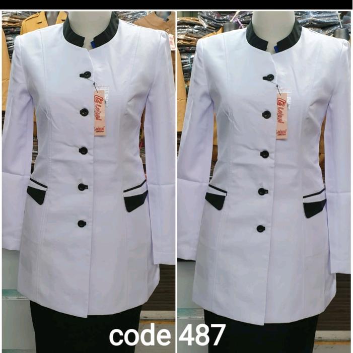 BAJU KERJA WANITA PUTIH HITAM/ PAKAIAN KERJA WANITA PUTIH HITAM/ ATASAN PUTIH LIST HITAM BAJU KERJA