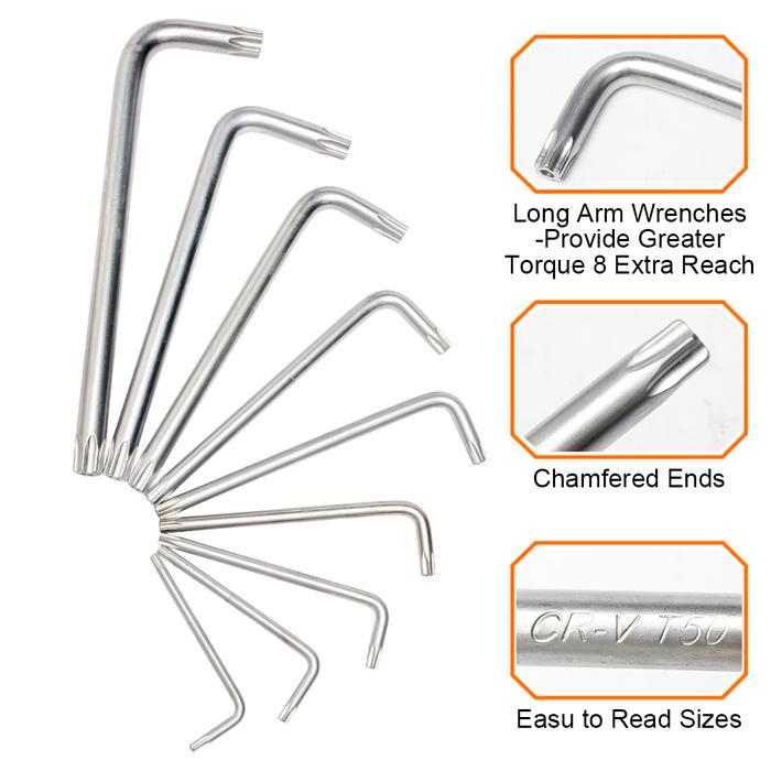 "New" JLD Kunci L bintang 9pcs T10-T50 kunci bintang 1 set lengkap kunci L panjang 1 set lengkap