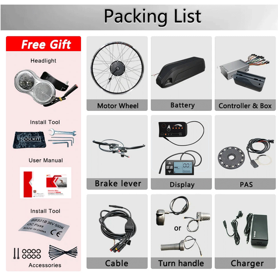 BAFANG Jueshuai Electric Bike kit with Battery 15Ah electric bicycle kit 20 26'' 27.5 700C Front