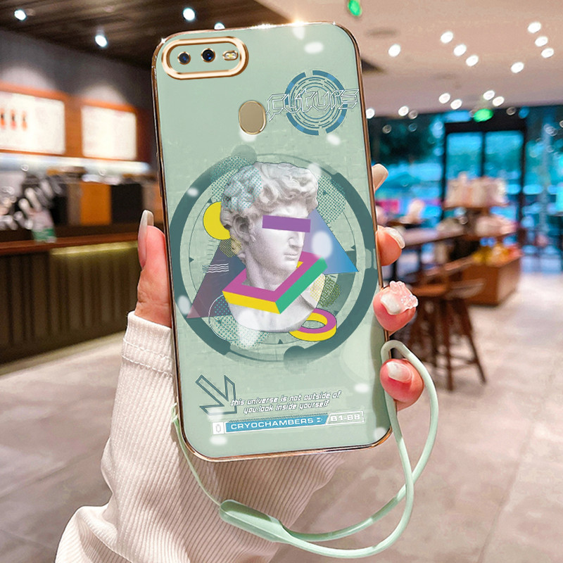 Casing Hp Untuk OPPO A7 A5s A12 A12s A11k Case Patung Seni Klasik Penyepuhan Cesing silikon Kasing S