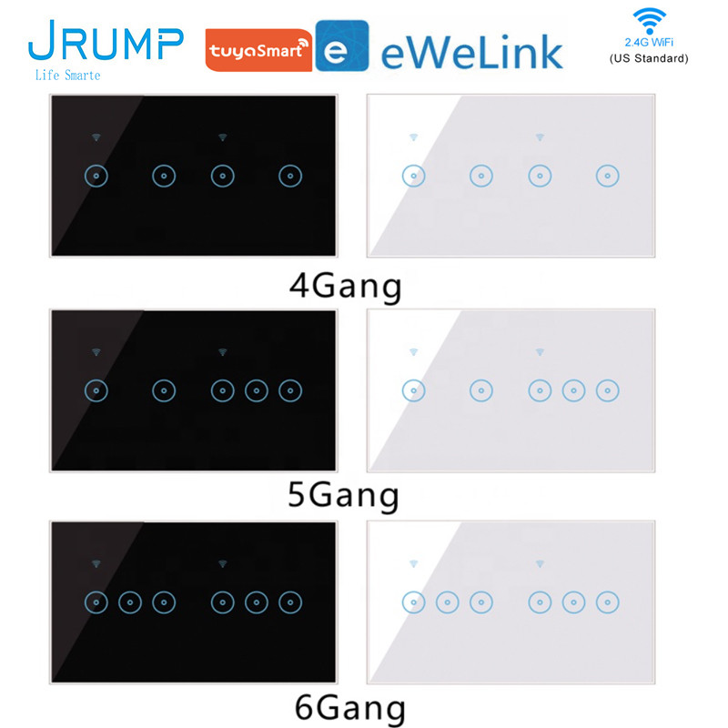 JRUMP 4Gang 5Gang 6Gang Wifi Smart Touch Switch Voice Control Switch