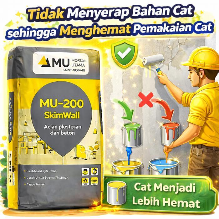 * MU-Weber MU 200 SKIM WALL MORTAR SEMEN INSTAN ACIAN PLESTERAN DAN BETON 20 KG Merah Paint Mudah