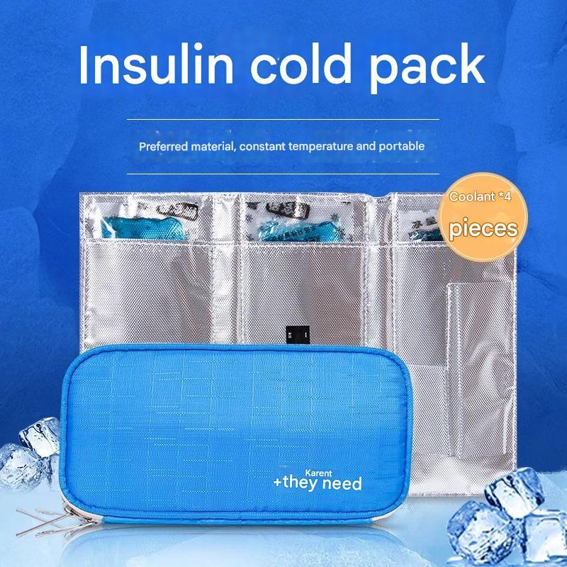 Terbaru Insulin Cooling Bag with 4 Ice Pack  for Travel Portable Waterproof Small Household Storage 