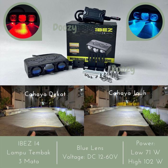 Ibez I4 Lampu Tembak Biled 3 Mata Restock
