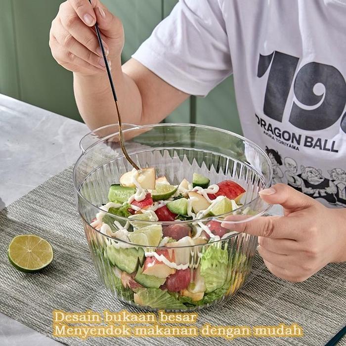 Eden - Mangkok Plastik Aesthetic 450ml/600ml + Tutup Salad Buah Sup Sayur