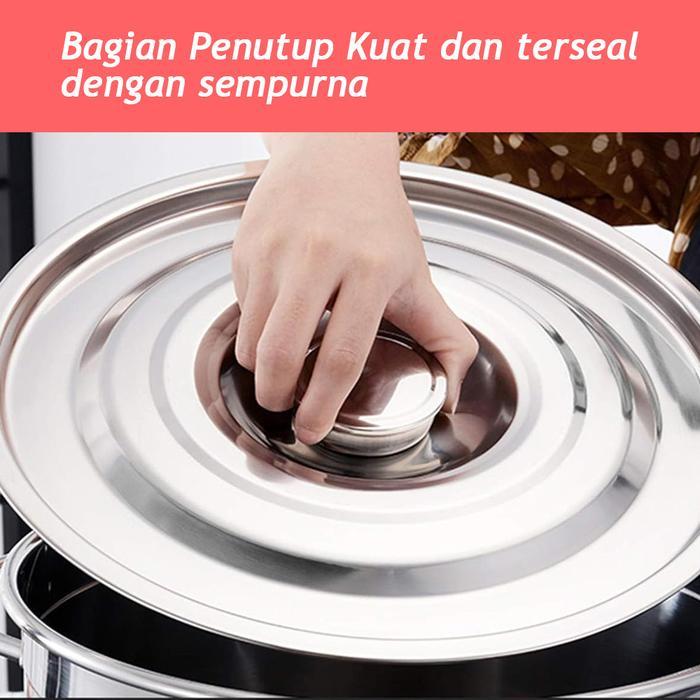 Dandang Panci Jumbo Tebal Stainless Steel 304 Panci Stockpot Tebal Panci Bakso Panci Kukus