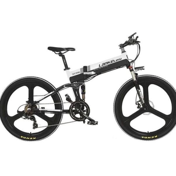 Lankeleisi lipat elektrik electric putih xt750 elite sepeda lipat