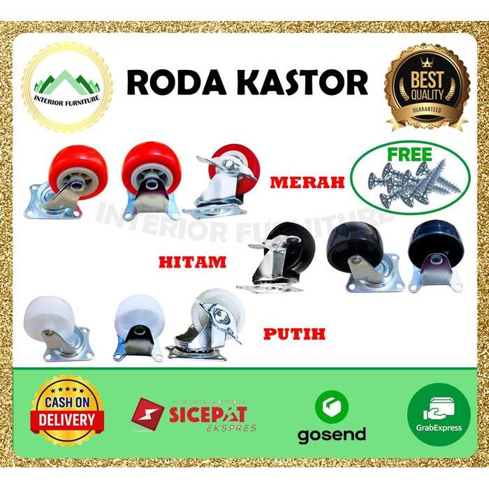 Roda Troli 2 inch (Putar), Roda Kastor PVC Nylon (Hidup) Roda Etalase