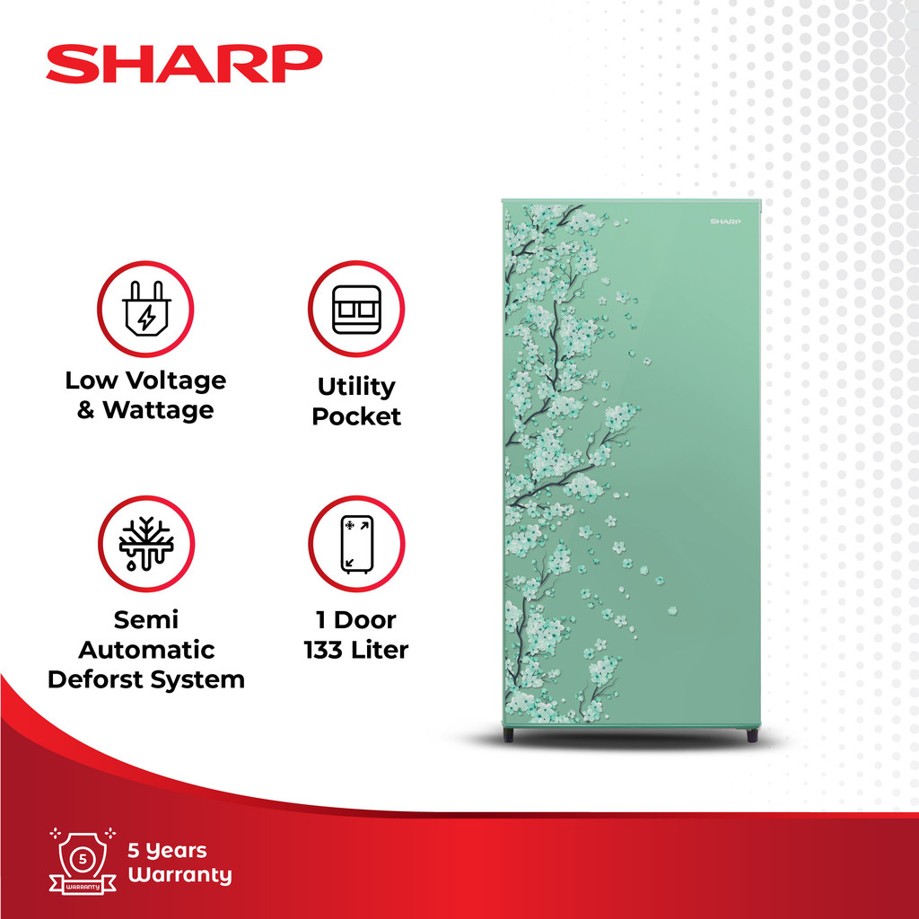 Sharp Kulkas 1 Pintu Kirei III  Sakura Series - SJ-N162D-SH - Hijau