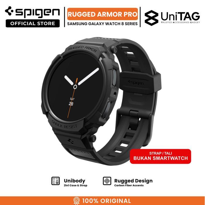 Ready SPIGEN Strap Case For Samsung Galaxy Watch 8 46mm 44mm 40mm Rugged Armor Pro Black Rubber