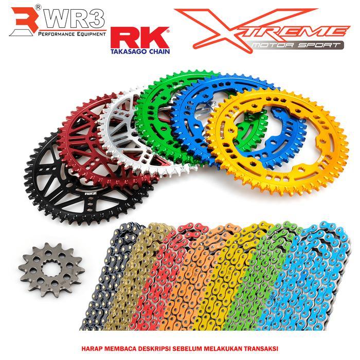PAKETAN GEAR SET DEPAN BELAKANG WR3 & RANTAI RK CHAIN 520 MRU UW-RING NINJA 250 FI CBR 250RR R25