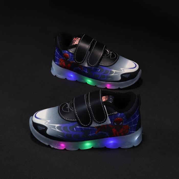Ando Kids - Sepatu Sneakers Anak Laki-Laki Model Lampu Led / Sepatu Anak Laki-Lki Karakter Spiderman