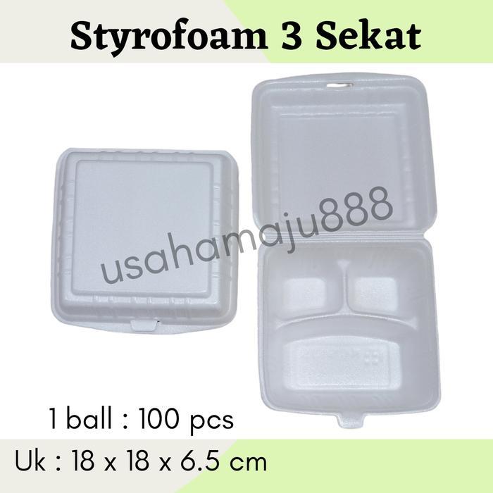 Styrofoam Polos / Foam Kotak / Foam Polos Kotak Nasi (100Pcs)