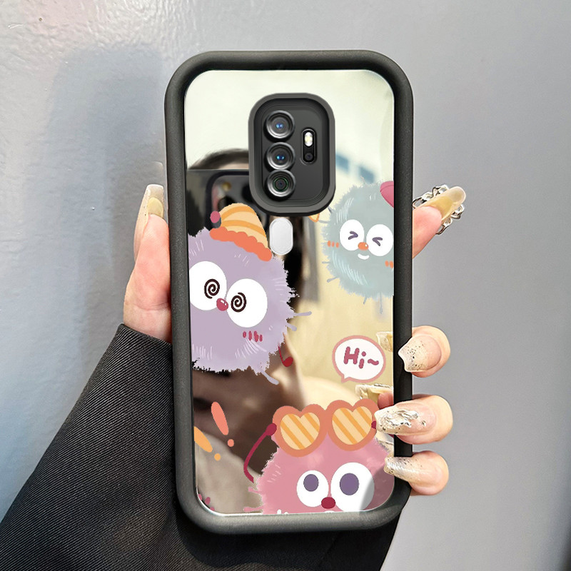 Casing Hp OPPO A5 2020 OPPO A9 2020 Case Casing Bola rambut yang lucu Pola Kasus cermin tangga HP Ka