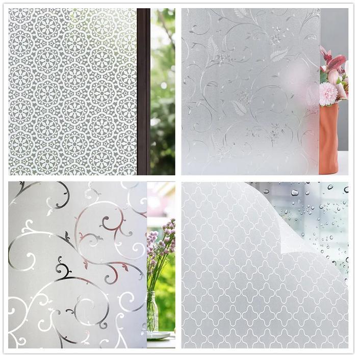 Sticker / Stiker Kaca Film Sandblast Sunblast Aneka Motif Bambu / Garis / Kotak 3D Kertas