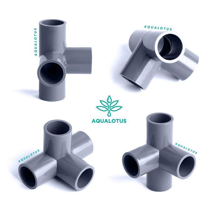 N3W Sambungan Pipa PVC 4 Arah 1" Inch Fitting Pipa PVC 4 Way (Tee 4 Way)