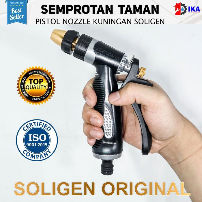 Semprotan Taman Soligen Pistol Air Selang Hose Nozzle Kuningan Semprot
