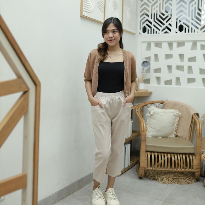 READY Yellowface Uniqco Pants Celana Panjang Ankle Pants Korean Style - Celana Wanita Kulot - Katun