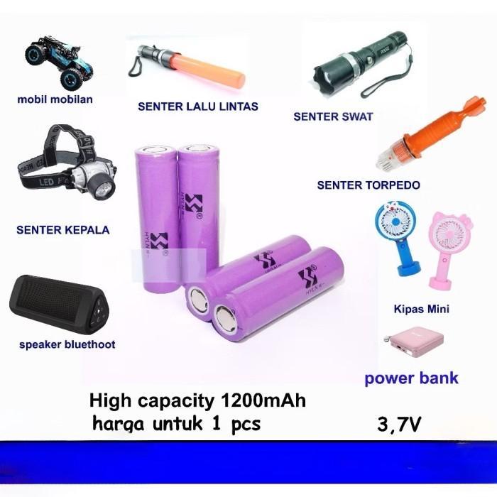 "New" baterai 18650 buat mainan / senter kepala ujung rata