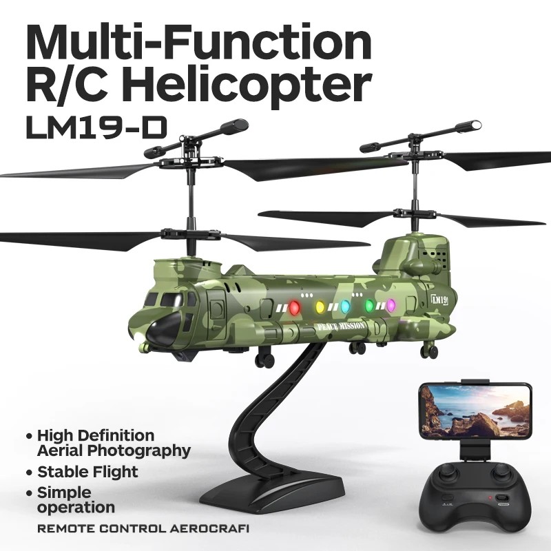 Rc Helicopter Lm19-D Hd Camera Light Fall Resistant Remote Control Helicopter Plane Aircraft Flying
