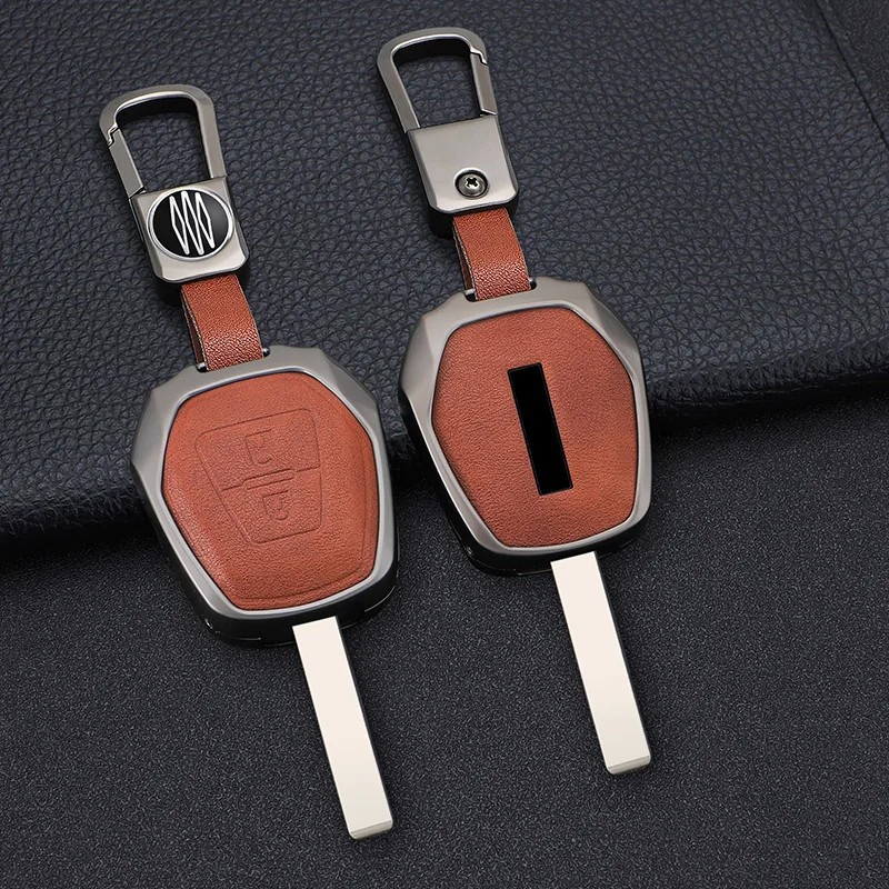 Zinc Alloy Leather Car Remote Key Fob Cover Case Protector Holder Shell for Isuzu D-max Mux Truck Dm