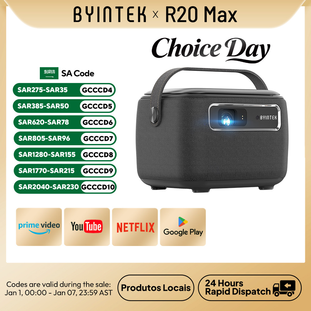 BYINTEK R20 Max Mini Projector 4K DLP Smart WiFi Android 11.0 LED 1080P Outdoor Home Theater