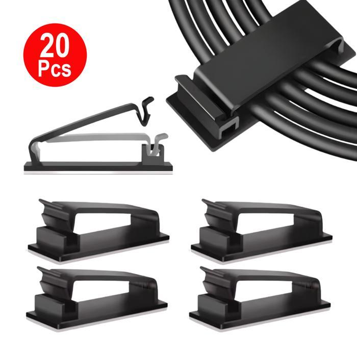 20pcs Klip Kabel Tempel Meja Dinding Klem Penjepit Tanpa Paku Cable Clip Organizer Wire Fixing Clip